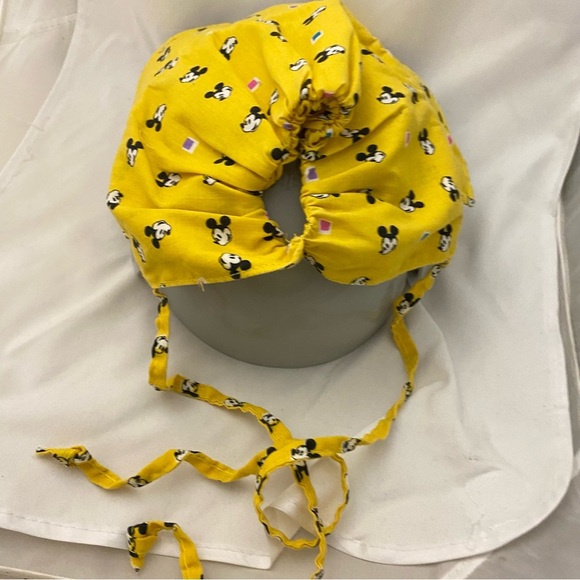 Vintage Yellow Mickey Mouse Disney Bonnet Hat Visor KIDS CHILD Size Tie Back - Picture 7 of 12
